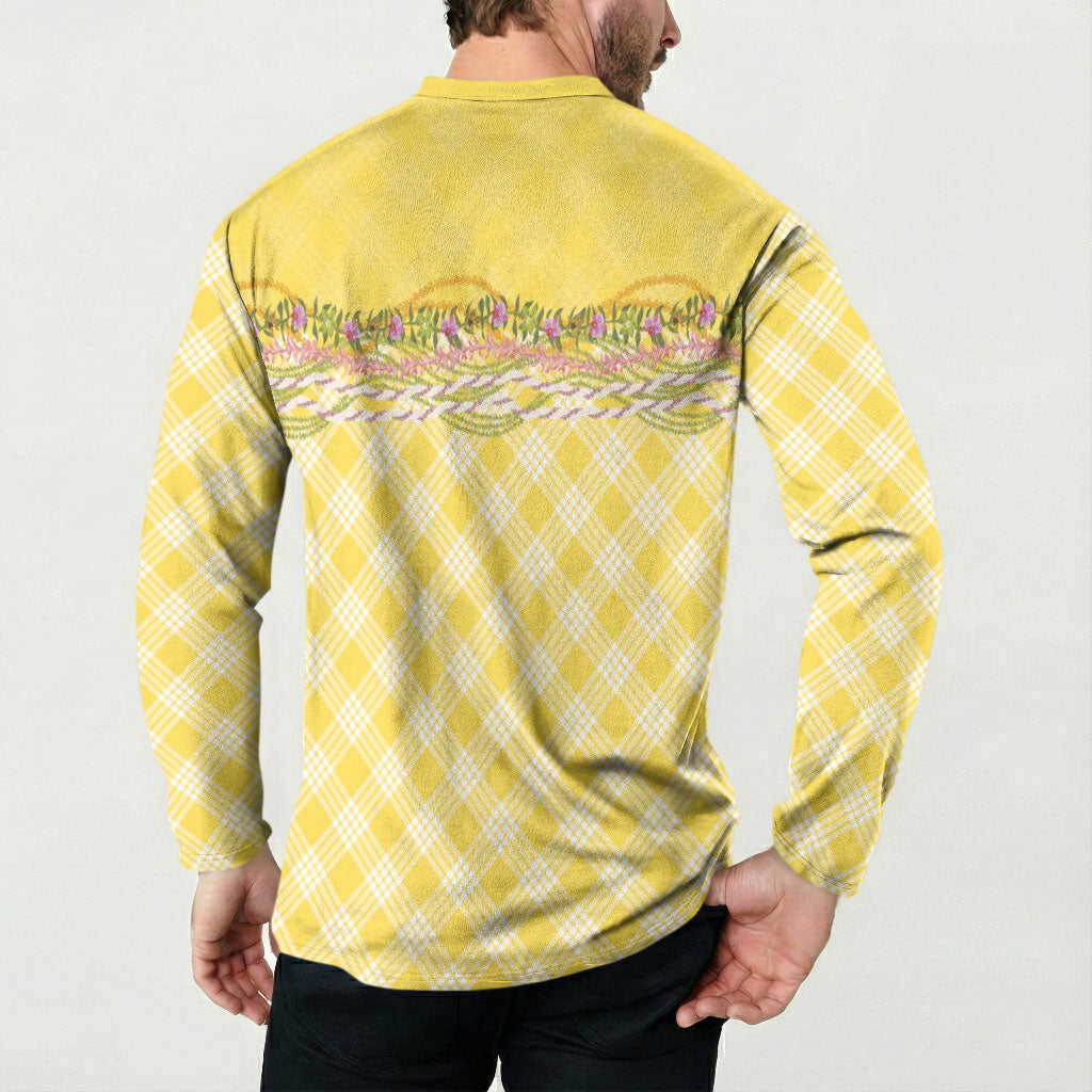 Hawaii Palaka Pikake Lokelani Plumeria Button Sweatshirt Melemele Coquette Bow