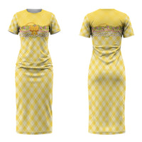 Hawaii Palaka Pikake Lokelani Plumeria Couples Matching Short Sleeve Bodycon Dress and Hawaiian Shirt Melemele Coquette Bow LT01 - Polynesian Pride