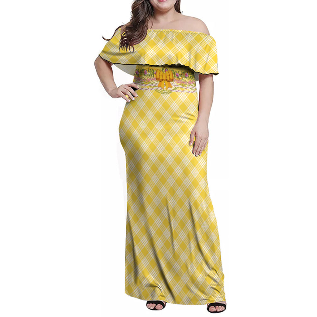 Hawaii Palaka Pikake Lokelani Plumeria Family Matching Off Shoulder Maxi Dress and Hawaiian Shirt Melemele Coquette Bow
