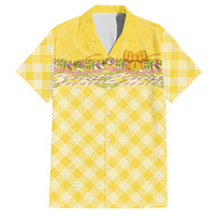 Hawaii Palaka Pikake Lokelani Plumeria Family Matching Off Shoulder Short Dress and Hawaiian Shirt Melemele Coquette Bow