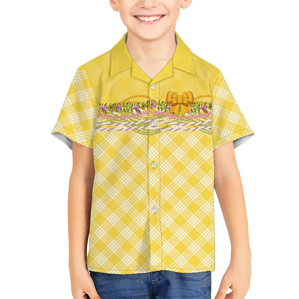 Hawaii Palaka Pikake Lokelani Plumeria Kid Hawaiian Shirt Melemele Coquette Bow LT01 Kid Yellow - Polynesian Pride