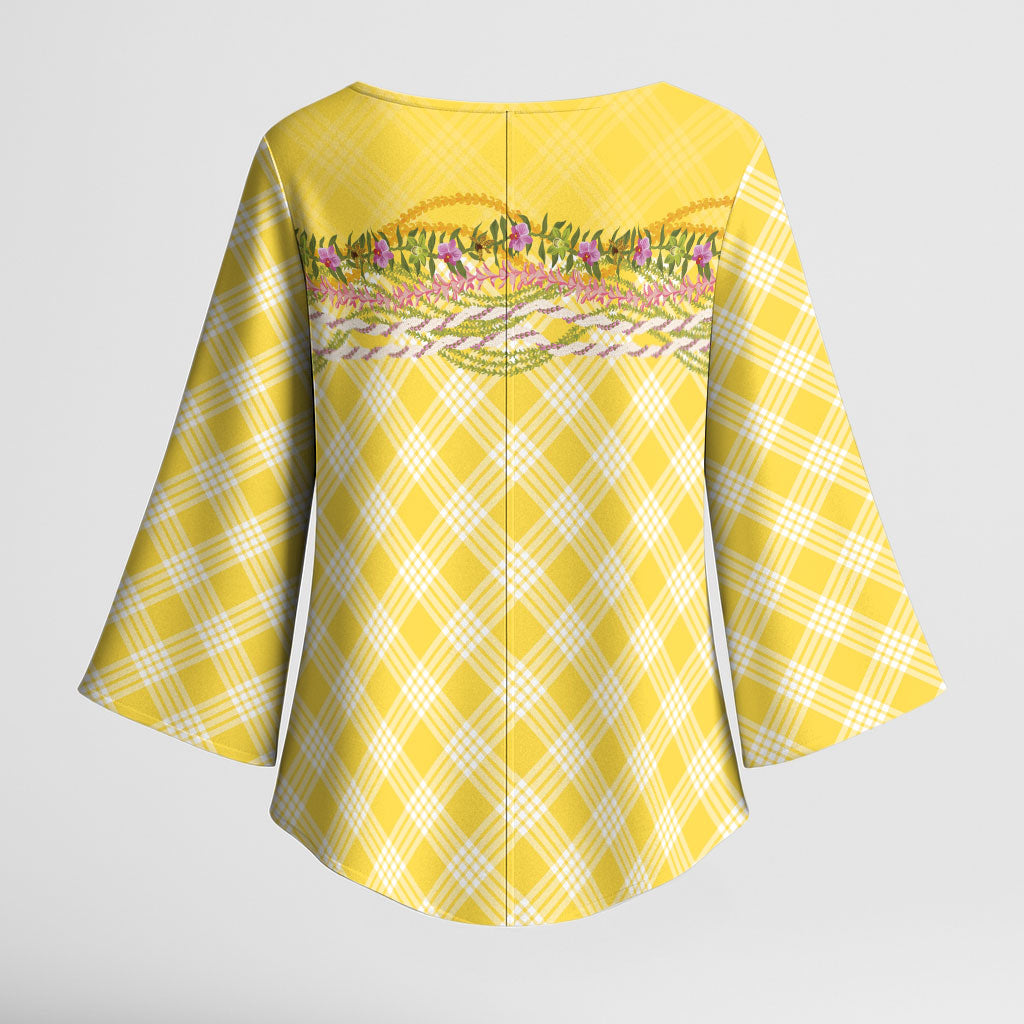 Hawaii Palaka Pikake Lokelani Plumeria Kimono Sleeve Blouse Melemele Coquette Bow
