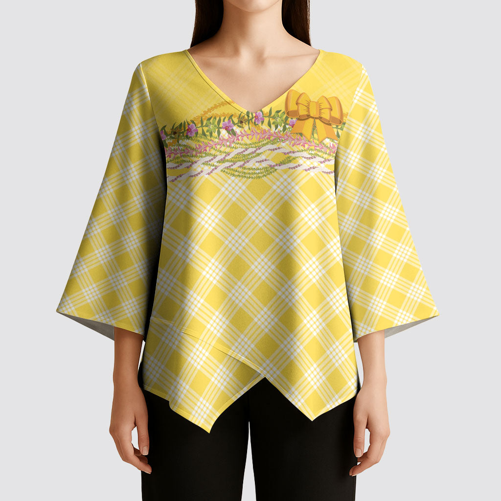 Hawaii Palaka Pikake Lokelani Plumeria Kimono Sleeve Blouse Melemele Coquette Bow