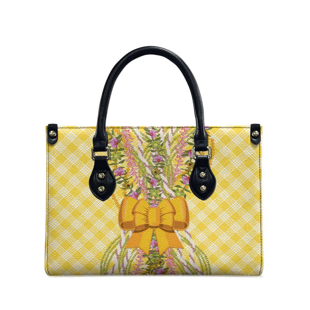 Hawaii Palaka Pikake Lokelani Plumeria Leather Bag Melemele Coquette Bow