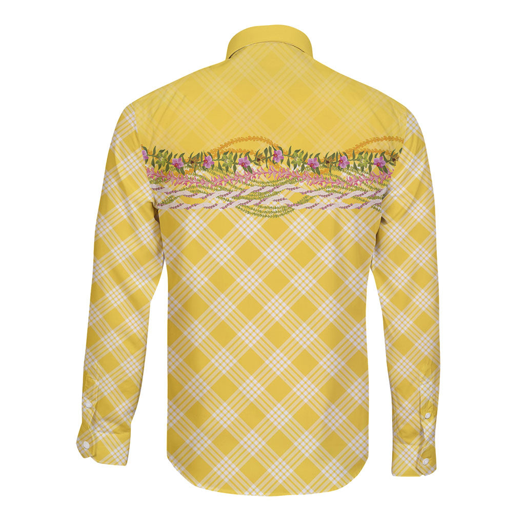 Hawaii Palaka Pikake Lokelani Plumeria Long Sleeve Button Shirt Melemele Coquette Bow