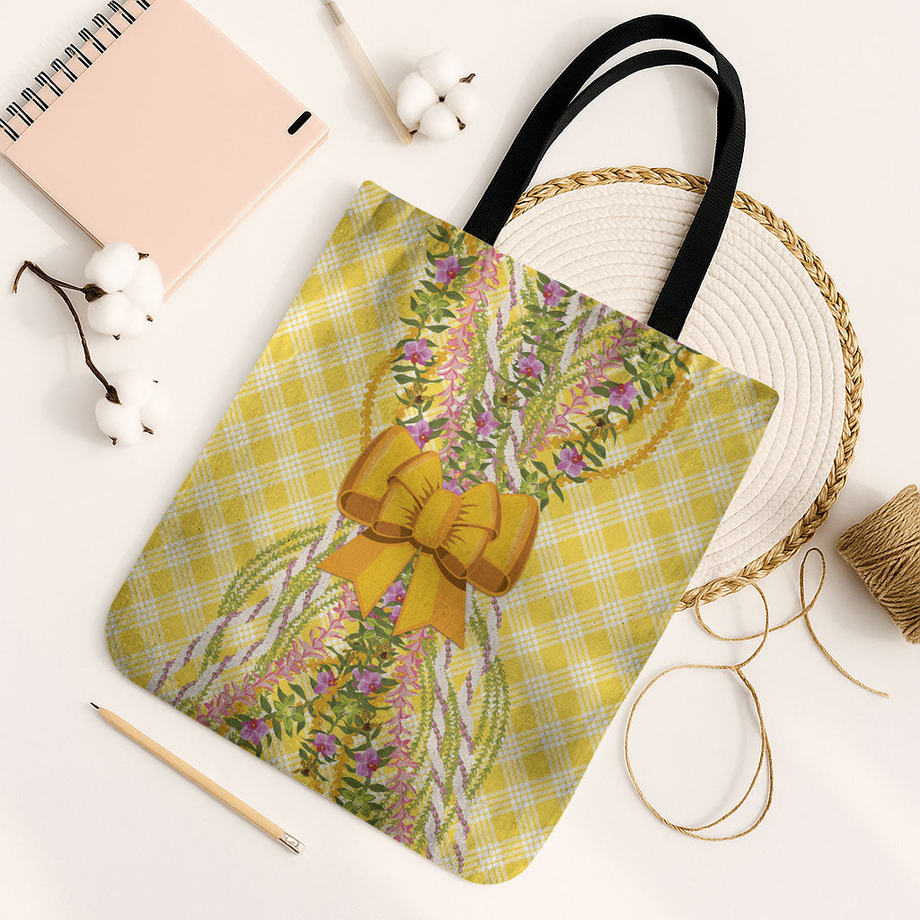 Hawaii Palaka Pikake Lokelani Plumeria Tote Bag Melemele Coquette Bow