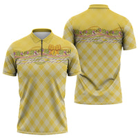 Hawaii Palaka Pikake Lokelani Plumeria Zipper Polo Shirt Melemele Coquette Bow