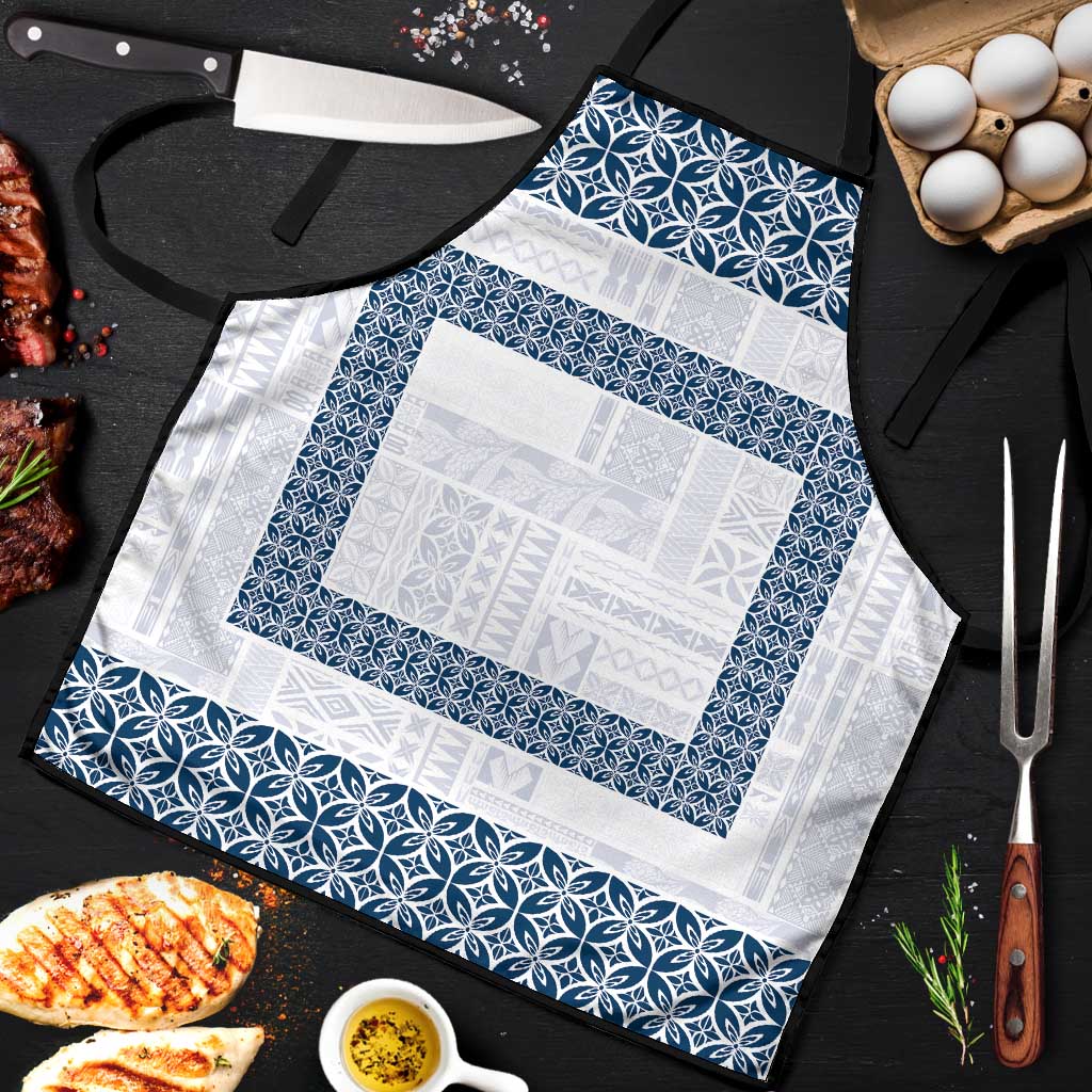 Samoa Siapo Blue Trimmed Apron Samoa White Sunday - Polynesian Pride