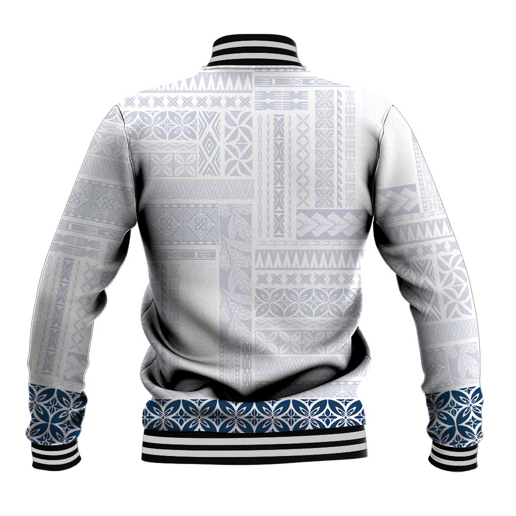 Samoa Siapo Blue Trimmed Baseball Jacket Samoa White Sunday LT01 - Polynesian Pride