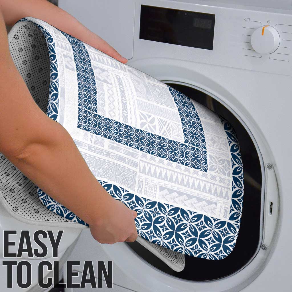 Samoa Siapo Blue Trimmed Bathroom Set Samoa White Sunday - Polynesian Pride