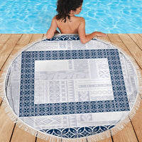 Samoa Siapo Blue Trimmed Beach Blanket Samoa White Sunday LT01 - Polynesian Pride