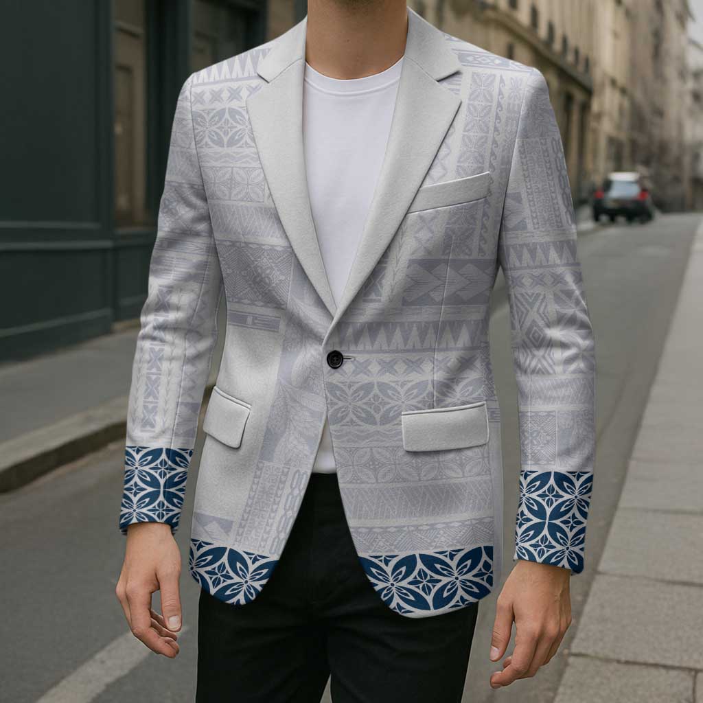 Samoa Siapo Blue Trimmed Blazer Samoa White Sunday - Polynesian Pride