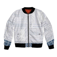 Samoa Siapo Blue Trimmed Bomber Jacket Samoa White Sunday - Polynesian Pride