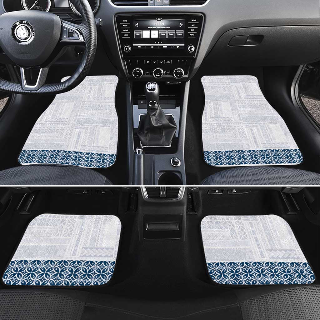 Samoa Siapo Blue Trimmed Car Mats Samoa White Sunday LT01 Set 4pcs Blue - Polynesian Pride