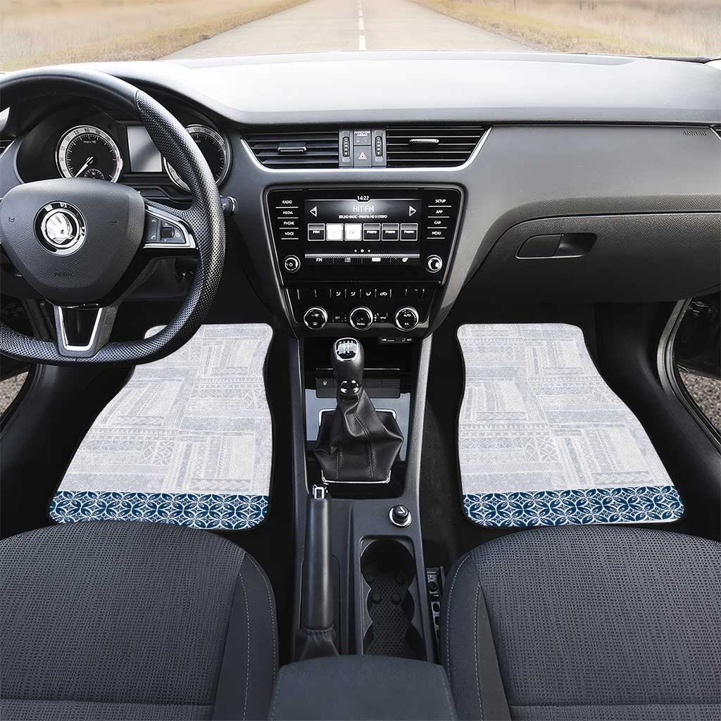 Samoa Siapo Blue Trimmed Car Mats Samoa White Sunday LT01 Set 2pcs - Front Blue - Polynesian Pride