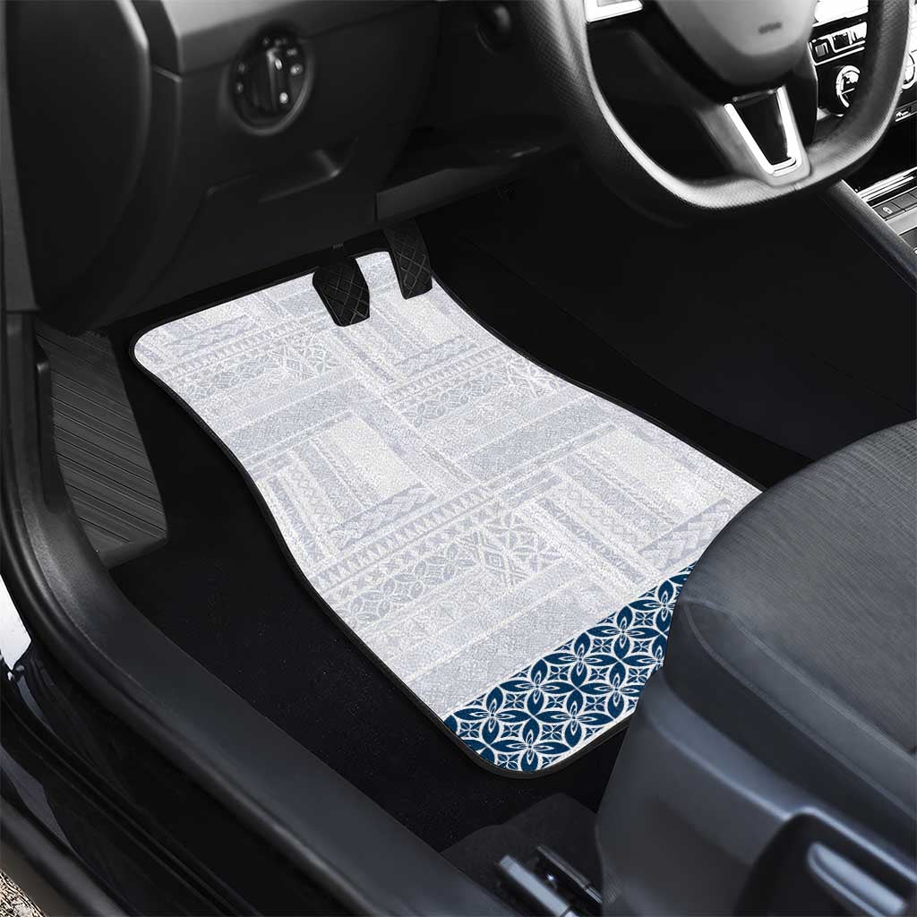 Samoa Siapo Blue Trimmed Car Mats Samoa White Sunday LT01 - Polynesian Pride