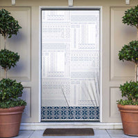 Samoa Siapo Blue Trimmed Door Cover Samoa White Sunday LT01 Blue - Polynesian Pride