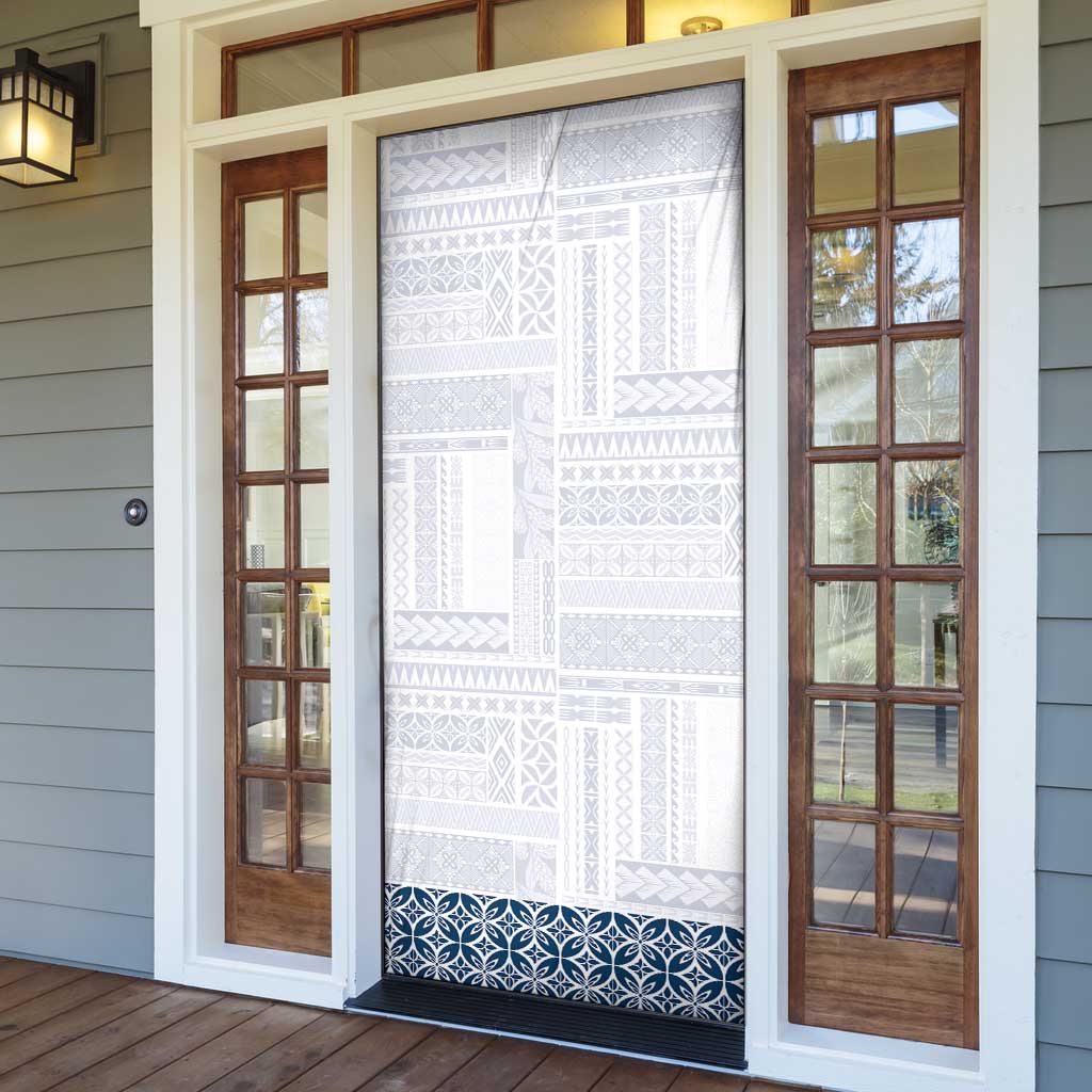 Samoa Siapo Blue Trimmed Door Cover Samoa White Sunday LT01 - Polynesian Pride