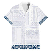 Samoa Siapo Blue Trimmed Family Matching Mermaid Dress and Hawaiian Shirt Samoa White Sunday - Polynesian Pride