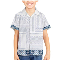Samoa Siapo Blue Trimmed Family Matching Mermaid Dress and Hawaiian Shirt Samoa White Sunday - Polynesian Pride