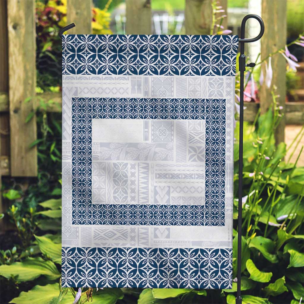 Samoa Siapo Blue Trimmed Garden Flag Samoa White Sunday - Polynesian Pride