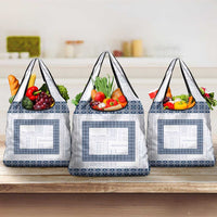 Samoa Siapo Blue Trimmed Grocery Bag Samoa White Sunday - Polynesian Pride