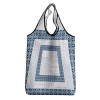 Samoa Siapo Blue Trimmed Grocery Bag Samoa White Sunday - Polynesian Pride