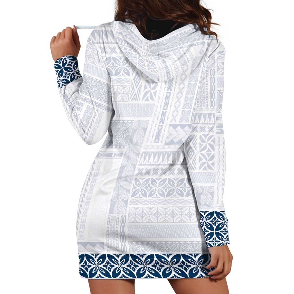 Samoa Siapo Blue Trimmed Hoodie Dress Samoa White Sunday - Polynesian Pride