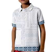 Samoa Siapo Blue Trimmed Kid Polo Shirt Samoa White Sunday - Polynesian Pride