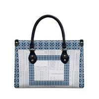 Samoa Siapo Blue Trimmed Leather Bag Samoa White Sunday - Polynesian Pride