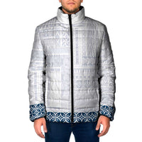 Samoa Siapo Blue Trimmed Padded Jacket Samoa White Sunday LT01 Men Blue - Polynesian Pride