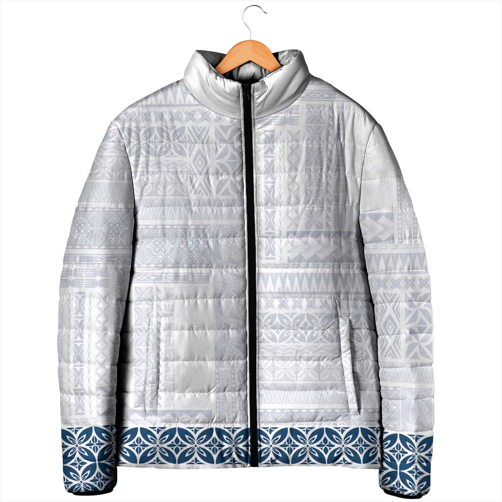 Samoa Siapo Blue Trimmed Padded Jacket Samoa White Sunday LT01 - Polynesian Pride