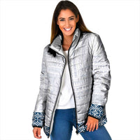 Samoa Siapo Blue Trimmed Padded Jacket Samoa White Sunday LT01 Women Blue - Polynesian Pride