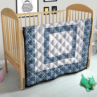 Samoa Siapo Blue Trimmed Quilt Samoa White Sunday - Polynesian Pride