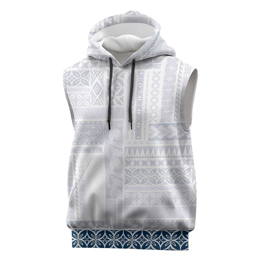 Samoa Siapo Blue Trimmed Sleeveless Hoodie Samoa White Sunday - Polynesian Pride