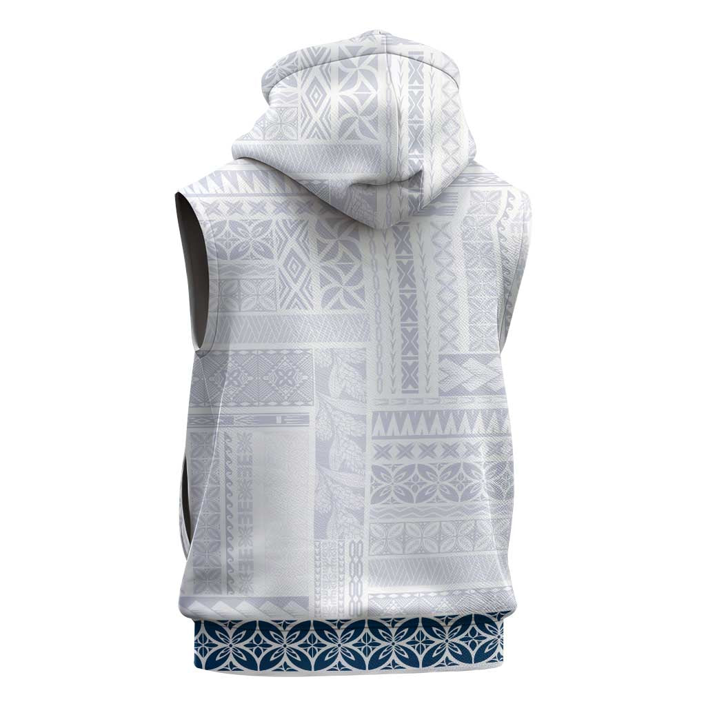 Samoa Siapo Blue Trimmed Sleeveless Hoodie Samoa White Sunday - Polynesian Pride