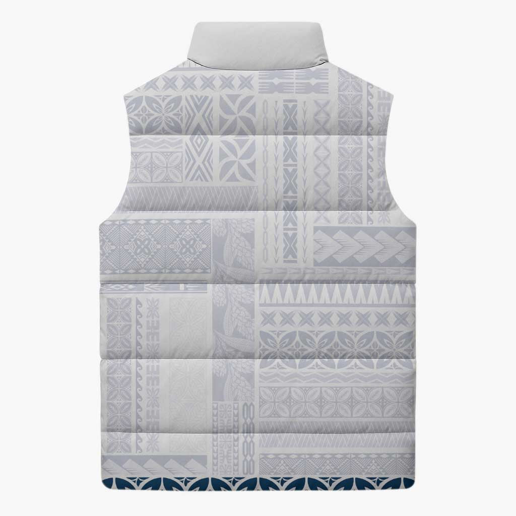 Samoa Siapo Blue Trimmed Sleeveless Puffer Jacket Samoa White Sunday LT01 - Polynesian Pride