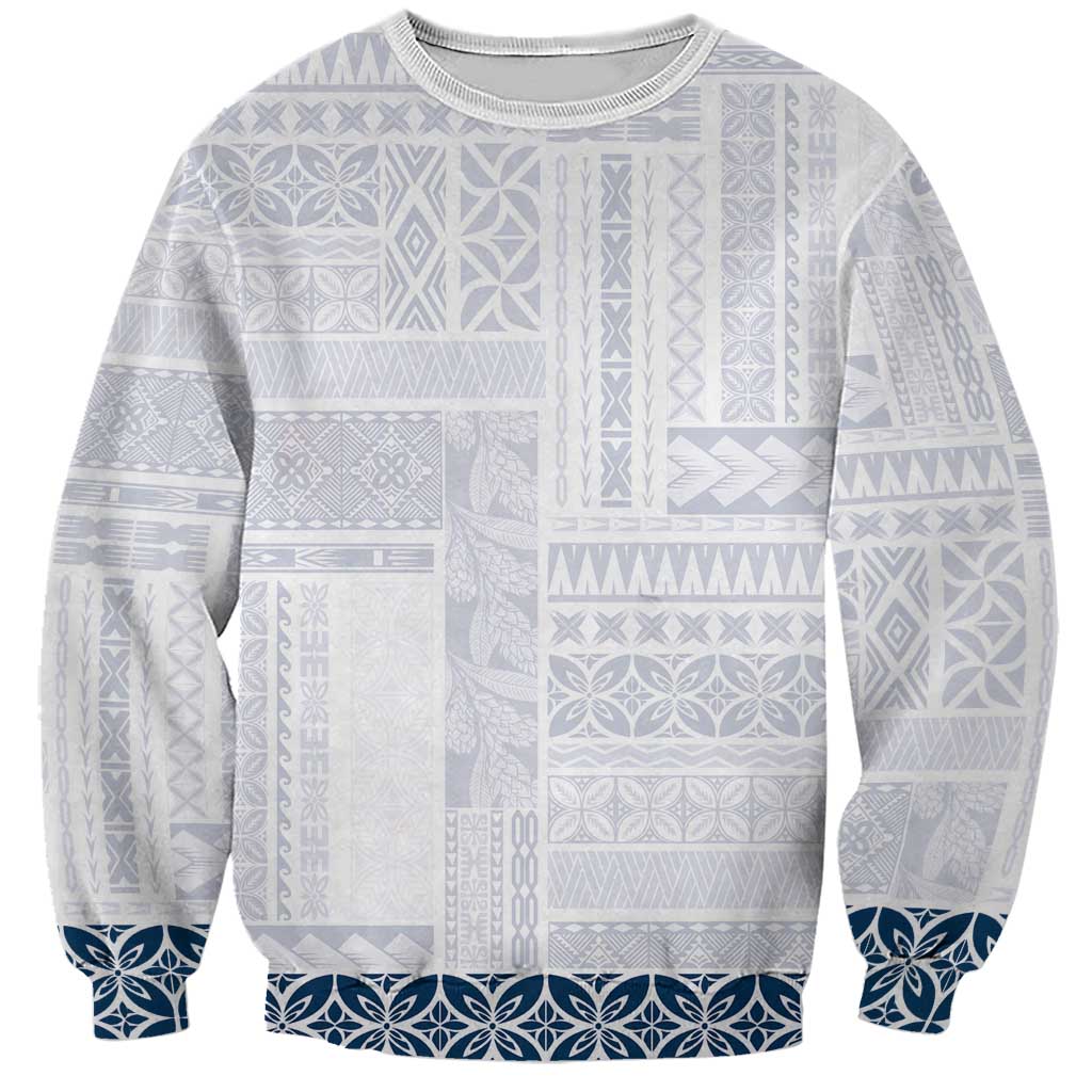 Samoa Siapo Blue Trimmed Sweatshirt Samoa White Sunday - Polynesian Pride