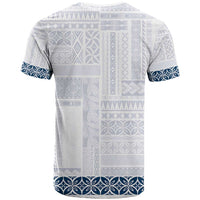Samoa Siapo Blue Trimmed T Shirt Samoa White Sunday - Polynesian Pride
