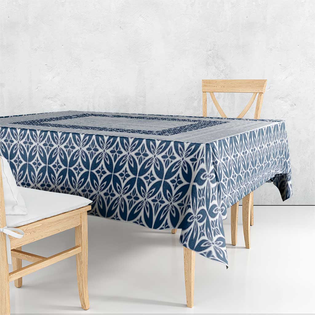 Samoa Siapo Blue Trimmed Tablecloth Samoa White Sunday - Polynesian Pride