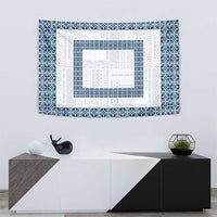 Samoa Siapo Blue Trimmed Tapestry Samoa White Sunday - Polynesian Pride