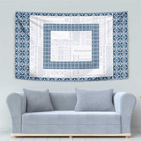 Samoa Siapo Blue Trimmed Tapestry Samoa White Sunday - Polynesian Pride