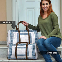 Samoa Siapo Blue Trimmed Travel Bag Samoa White Sunday - Polynesian Pride