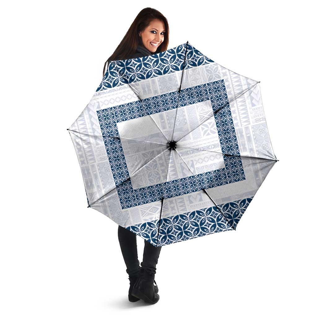 Samoa Siapo Blue Trimmed Umbrella Samoa White Sunday - Polynesian Pride