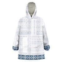 Samoa Siapo Blue Trimmed Wearable Blanket Hoodie Samoa White Sunday LT01 One Size Blue - Polynesian Pride