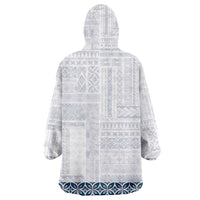 Samoa Siapo Blue Trimmed Wearable Blanket Hoodie Samoa White Sunday LT01 - Polynesian Pride