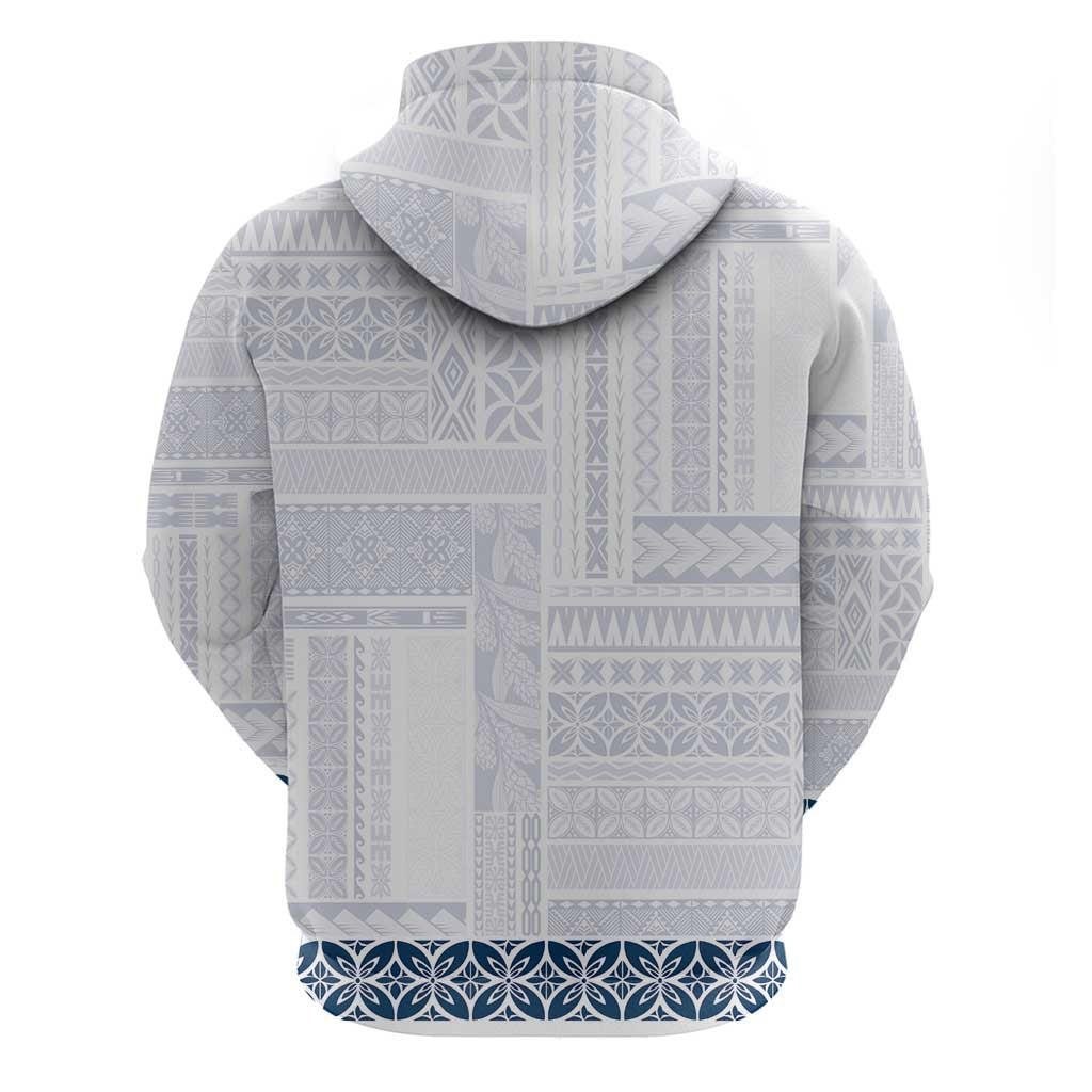 Samoa Siapo Blue Trimmed Zip Hoodie Samoa White Sunday - Polynesian Pride