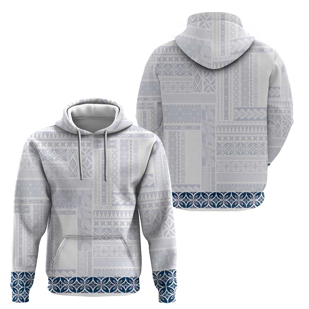 Samoa Siapo Blue Trimmed Zip Hoodie Samoa White Sunday - Polynesian Pride