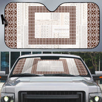 Samoa Siapo Brown Trimmed Auto Sun Shade Samoa White Sunday - Polynesian Pride