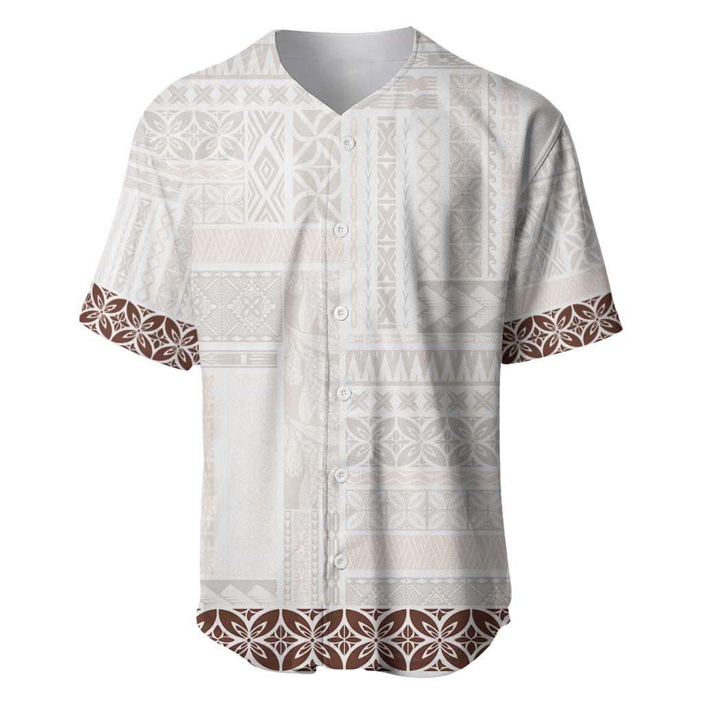 Samoa Siapo Brown Trimmed Baseball Jersey Samoa White Sunday - Polynesian Pride